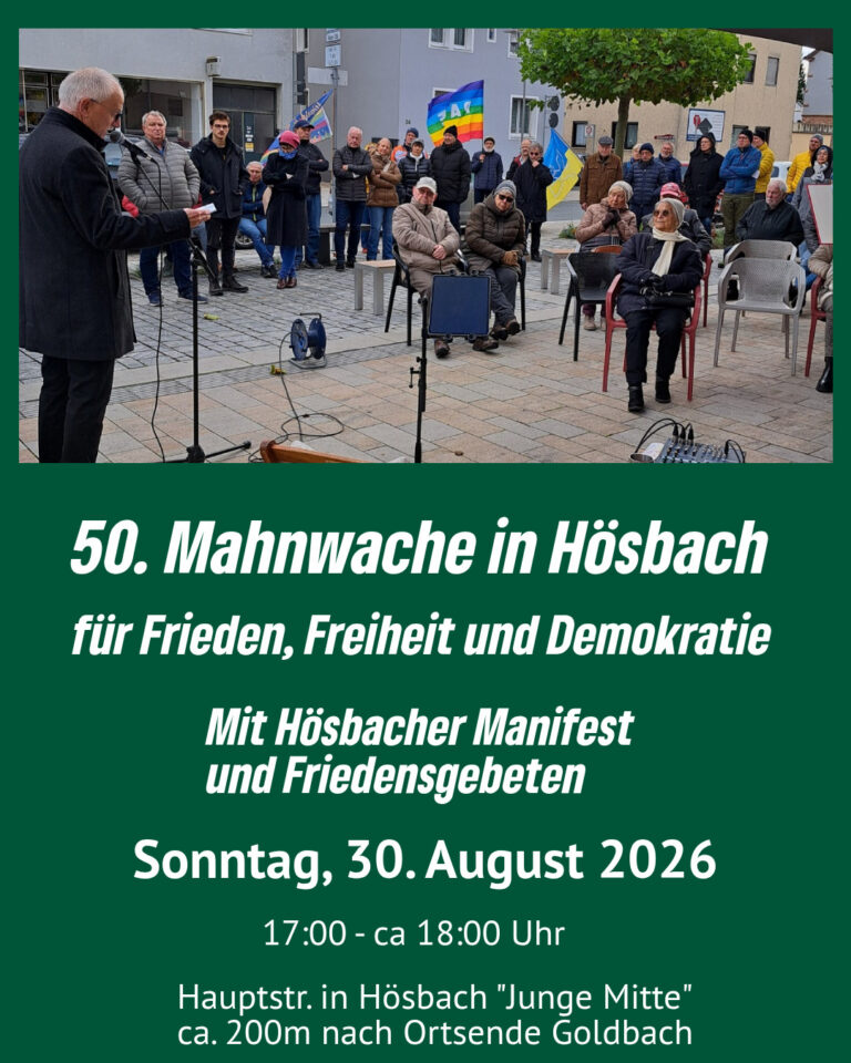 Mahnwache mit Friedensgebet für Frieden, Freiheit und Demokratie